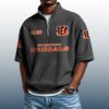 Bengals Est 1967 Waffle Stand Collar Half Zip Polo Shirt