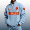 Browns Est 1944 Stand Collar Half Zip Waffle Sweatshirt 2