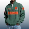 Browns Est 1944 Stand Collar Half Zip Waffle Sweatshirt 3