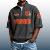 Browns Est 1944 Waffle Stand Collar Half Zip Polo Shirt