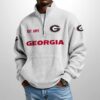 Bulldogs Est 1892 Waffle Stand Collar Half Zip Sweatshirt 3