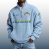 Chargers Est 1959 Stand Collar Half Zip Waffle Sweatshirt