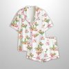 Christmas Mahjong Watercolor Cocktails Satin Pajama Set