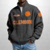 Clemson Est 1885 Waffle Stand Collar Half Zip Sweatshirt