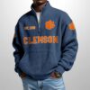 Clemson Est 1885 Waffle Stand Collar Half Zip Sweatshirt 4