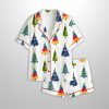 Colourful Holiday Merry Christmas Tree Satin Pajama Set