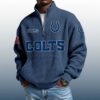 Colts Est 1953 Stand Collar Half Zip Waffle Sweatshirt