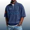Colts Est 1953 Waffle Stand Collar Half Zip Polo Shirt