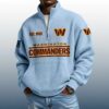 Commanders Est 1932 Stand Collar Half Zip Waffle Sweatshirt 2