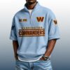 Commanders Est 1932 Waffle Stand Collar Half Zip Polo Shirt 3