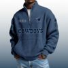 Cowboys Est 1960 Stand Collar Half Zip Waffle Sweatshirt