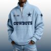 Cowboys Est 1960 Stand Collar Half Zip Waffle Sweatshirt 3
