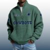 Cowboys Est 1960 Stand Collar Half Zip Waffle Sweatshirt 4