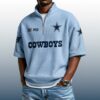 Cowboys Est 1960 Waffle Stand Collar Half Zip Polo Shirt 3