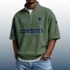 Cowboys Est 1960 Waffle Stand Collar Half Zip Polo Shirt 4