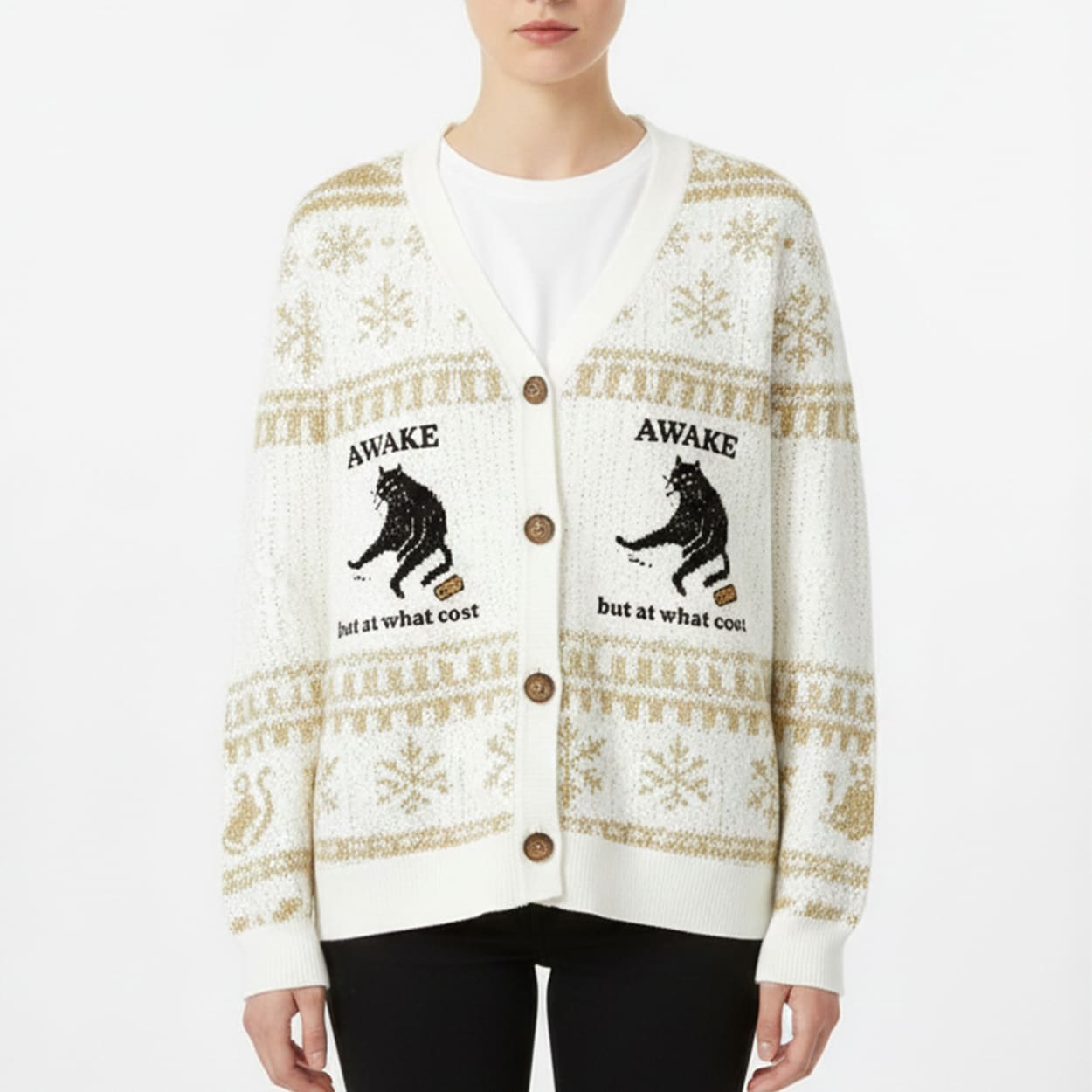 Decadent Smoking Cat Ugly Christmas Cardigan Decadent Smoking Cat Ugly Christmas Cardigan