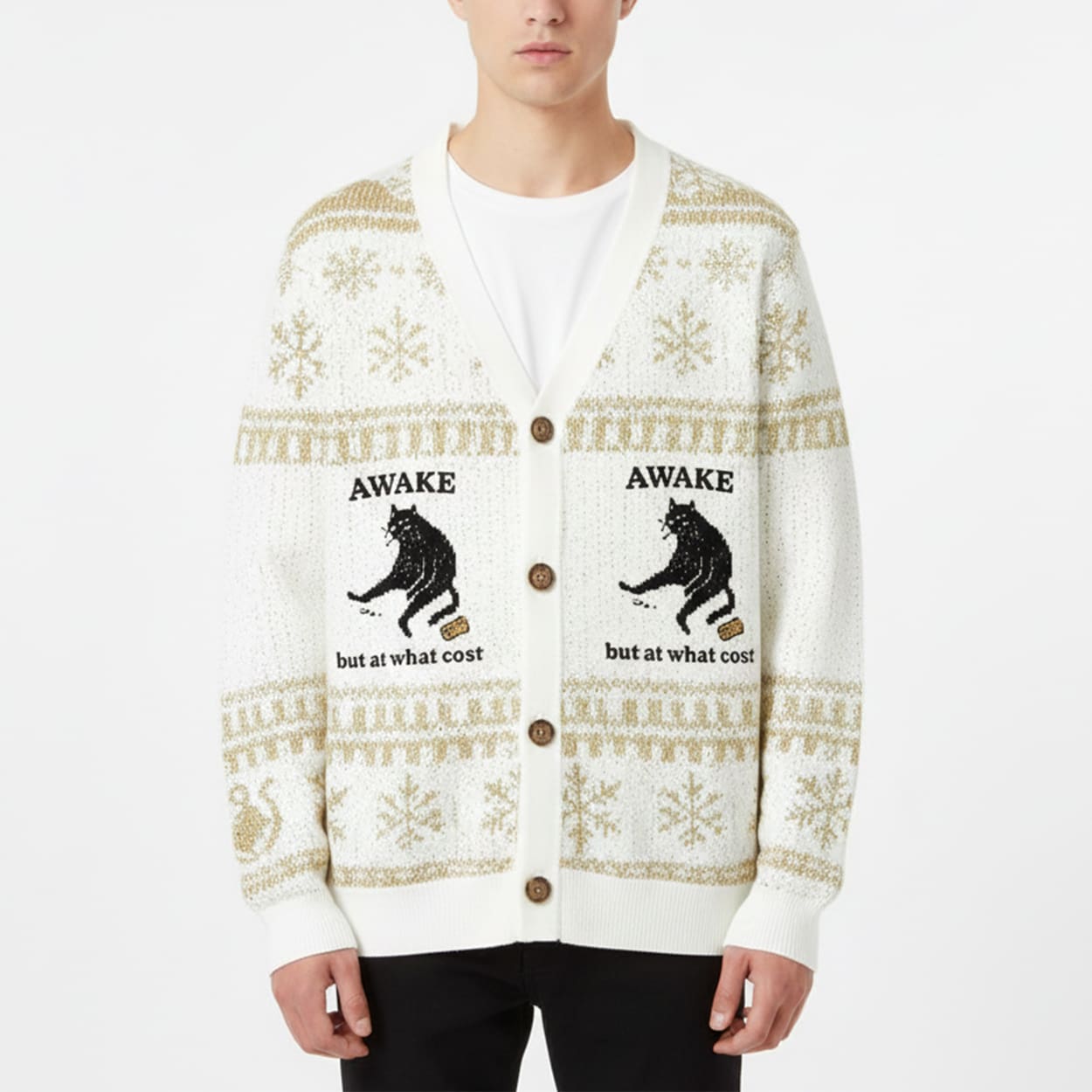 Decadent Smoking Cat Ugly Christmas Cardigan 3 Decadent Smoking Cat Ugly Christmas Cardigan 3
