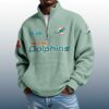 Dolphins Est 1965 Stand Collar Half Zip Waffle Sweatshirt