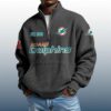 Dolphins Est 1965 Stand Collar Half Zip Waffle Sweatshirt 2