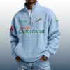 Dolphins Est 1965 Stand Collar Half Zip Waffle Sweatshirt 3
