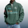 Dolphins Est 1965 Stand Collar Half Zip Waffle Sweatshirt 4