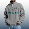 Eagles Est 1933 Stand Collar Half Zip Waffle Sweatshirt 4