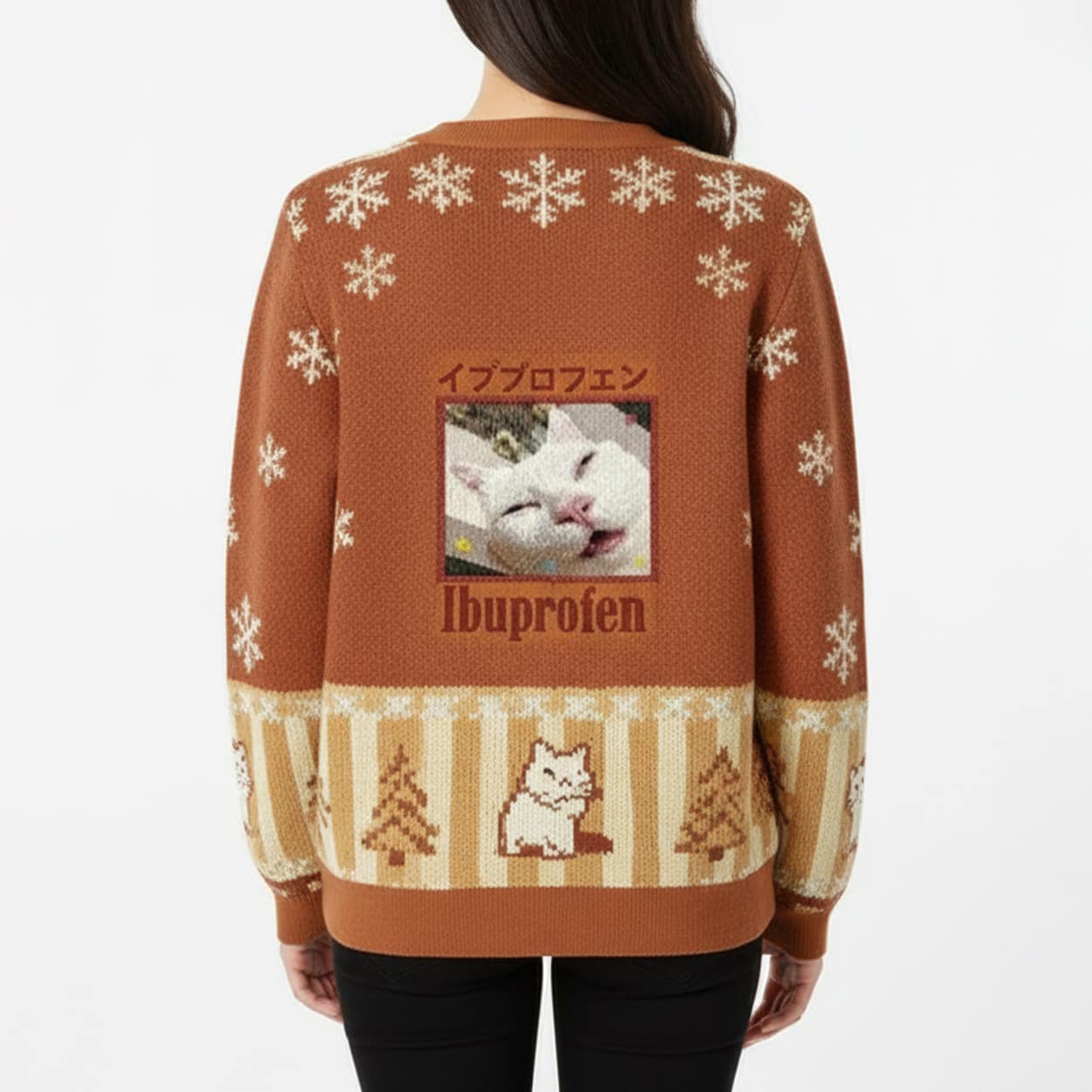 Ibuprofen Meme Cat Ugly Christmas Cardigan 2 Ibuprofen Meme Cat Ugly Christmas Cardigan 2