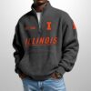 Illinois Est 1946 Waffle Stand Collar Half Zip Sweatshirt