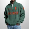 Illinois Est 1946 Waffle Stand Collar Half Zip Sweatshirt 3