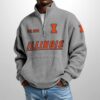 Illinois Est 1946 Waffle Stand Collar Half Zip Sweatshirt 4