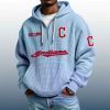 Indians Est 1894 Quarter Zip Waffle Hoodie 3