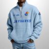 Jayhawks Est 1890 Waffle Stand Collar Half Zip Sweatshirt