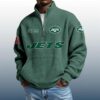 Jets Est 1959 Stand Collar Half Zip Waffle Sweatshirt