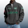 Jets Est 1959 Stand Collar Half Zip Waffle Sweatshirt 2