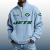 Jets Est 1959 Stand Collar Half Zip Waffle Sweatshirt 3
