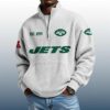 Jets Est 1959 Stand Collar Half Zip Waffle Sweatshirt 4