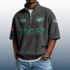 Jets Est 1959 Waffle Stand Collar Half Zip Polo Shirt 2