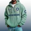 Mariners Est 1977 Quarter Zip Waffle Hoodie