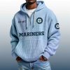 Mariners Est 1977 Quarter Zip Waffle Hoodie 4
