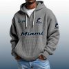 Marlins Est 1993 Quarter Zip Waffle Hoodie 4