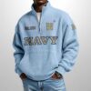Navy Football Est 1879 Waffle Stand Collar Half Zip Sweatshirt 2