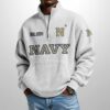 Navy Football Est 1879 Waffle Stand Collar Half Zip Sweatshirt 4
