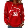 Nebraska Volleyball Heart Print Waffle Hoodie