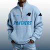 Panthers Est 1993 Stand Collar Half Zip Waffle Sweatshirt