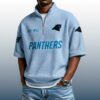 Panthers Est 1993 Waffle Stand Collar Half Zip Polo Shirt