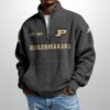 Purdue Est 1887 Waffle Stand Collar Half Zip Sweatshirt