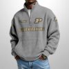 Purdue Est 1887 Waffle Stand Collar Half Zip Sweatshirt 4