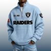 Raiders Est 1960 Stand Collar Half Zip Waffle Sweatshirt 2