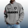 Raiders Est 1960 Stand Collar Half Zip Waffle Sweatshirt 4