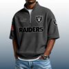 Raiders Est 1960 Waffle Stand Collar Half Zip Polo Shirt